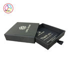 Black Jewelry Paper Gift Box Silver Foil Stamping Textured Surface